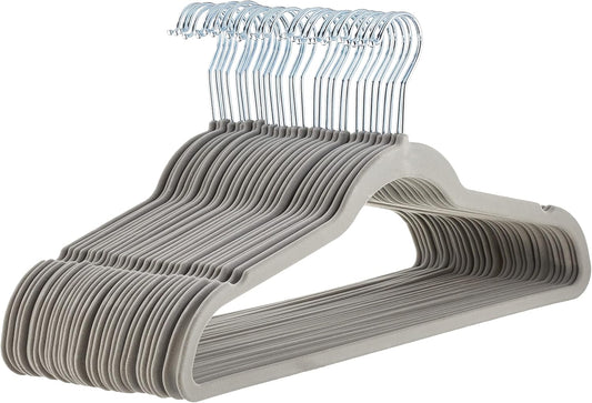 velvet-coated surface with notched shoulders for anti-slip garment hold