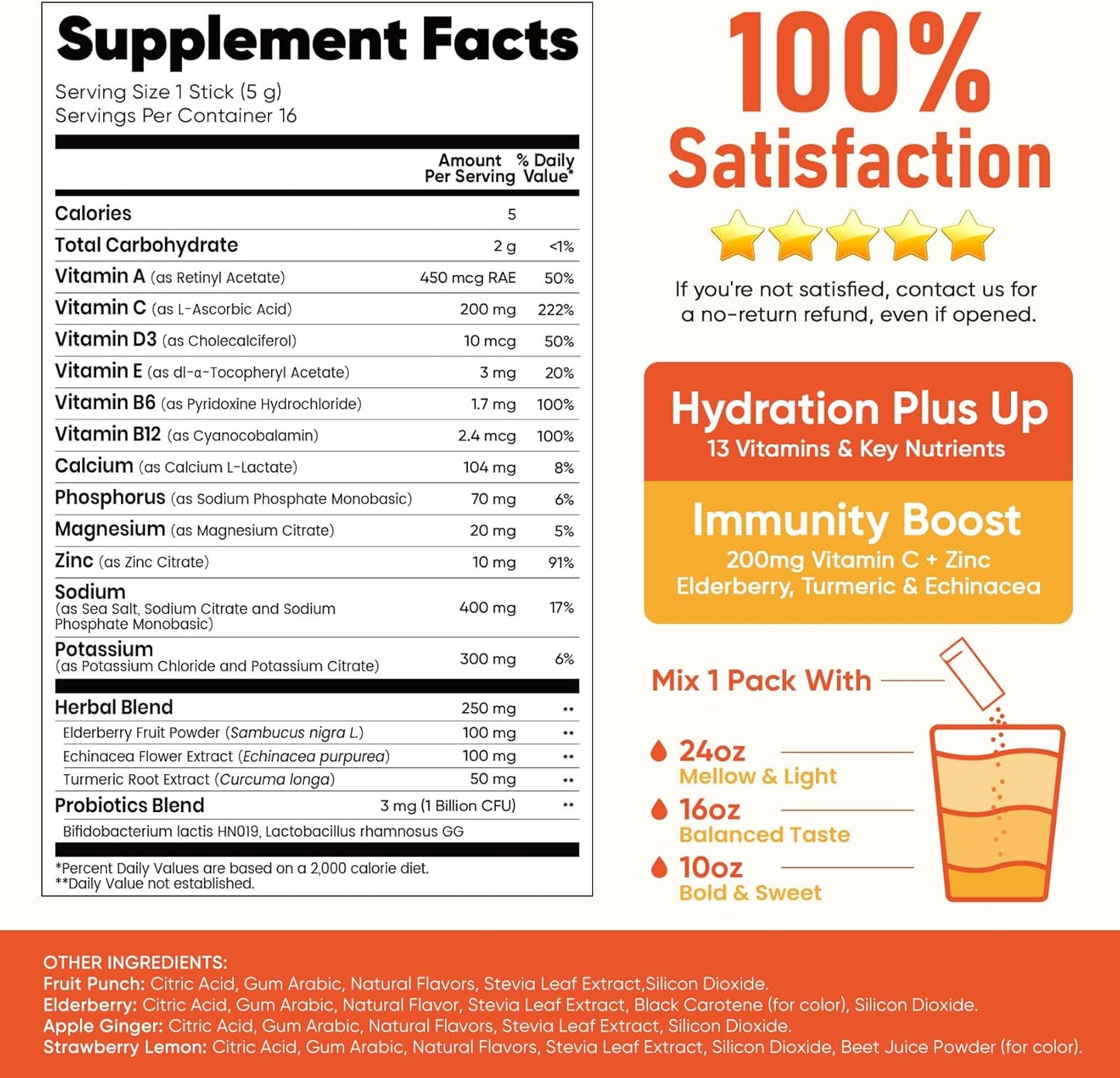 Venture Pal 2-in-1 Hydration + Immune Electrolyte Powder – Travel & Outdoor Hydration Packets with 7 Electrolytes, Elderberry & Probiotics