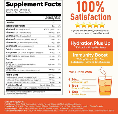 Venture Pal 2-in-1 Hydration + Immune Electrolyte Powder – Travel & Outdoor Hydration Packets with 7 Electrolytes, Elderberry & Probiotics