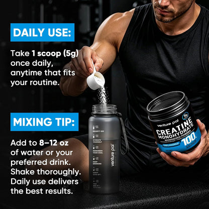 Venture Pal Creatine Monohydrate Powder – Minimalist Supplement Jar for Clutter-Free Counters