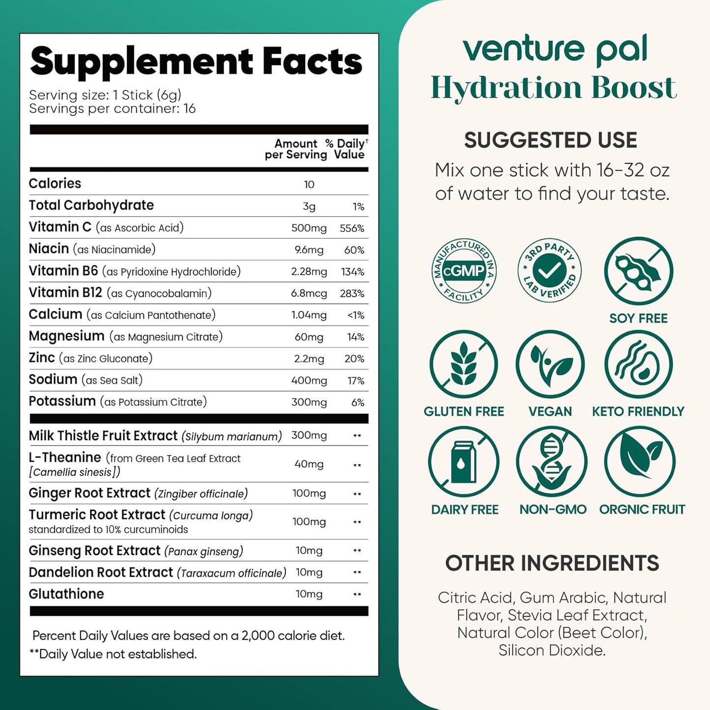 Venture Pal Hydration Packets – Travel & Flight Electrolytes for On-the-Go Adventures