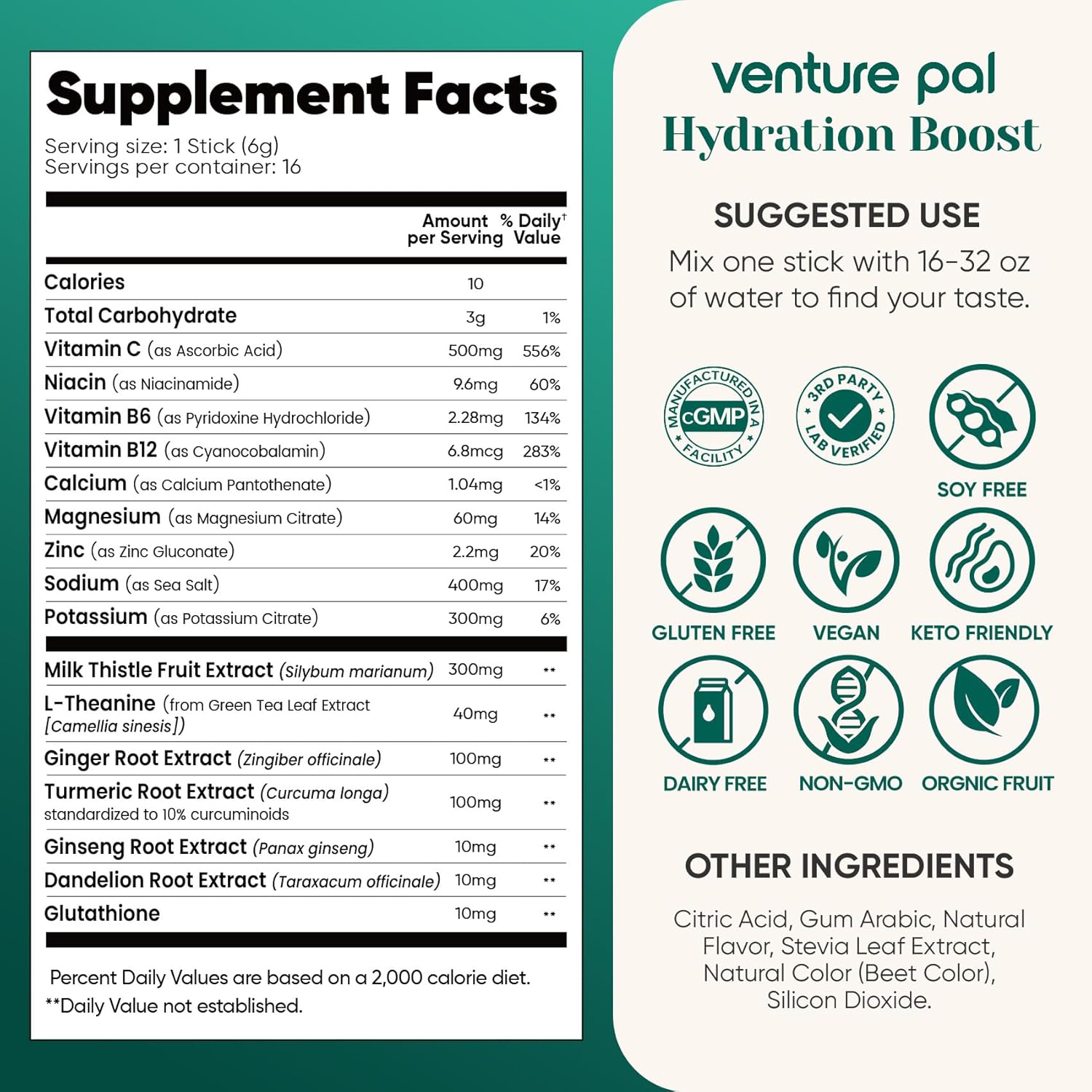 Venture Pal Hydration Packets – Travel & Flight Electrolytes for On-the-Go Adventures