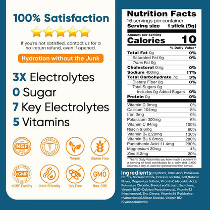 Venture Pal Sugar-Free Electrolyte Powder Sticks – Portable Hydration for Camping, Hiking & Patio Workouts, 5 Flavor Variety