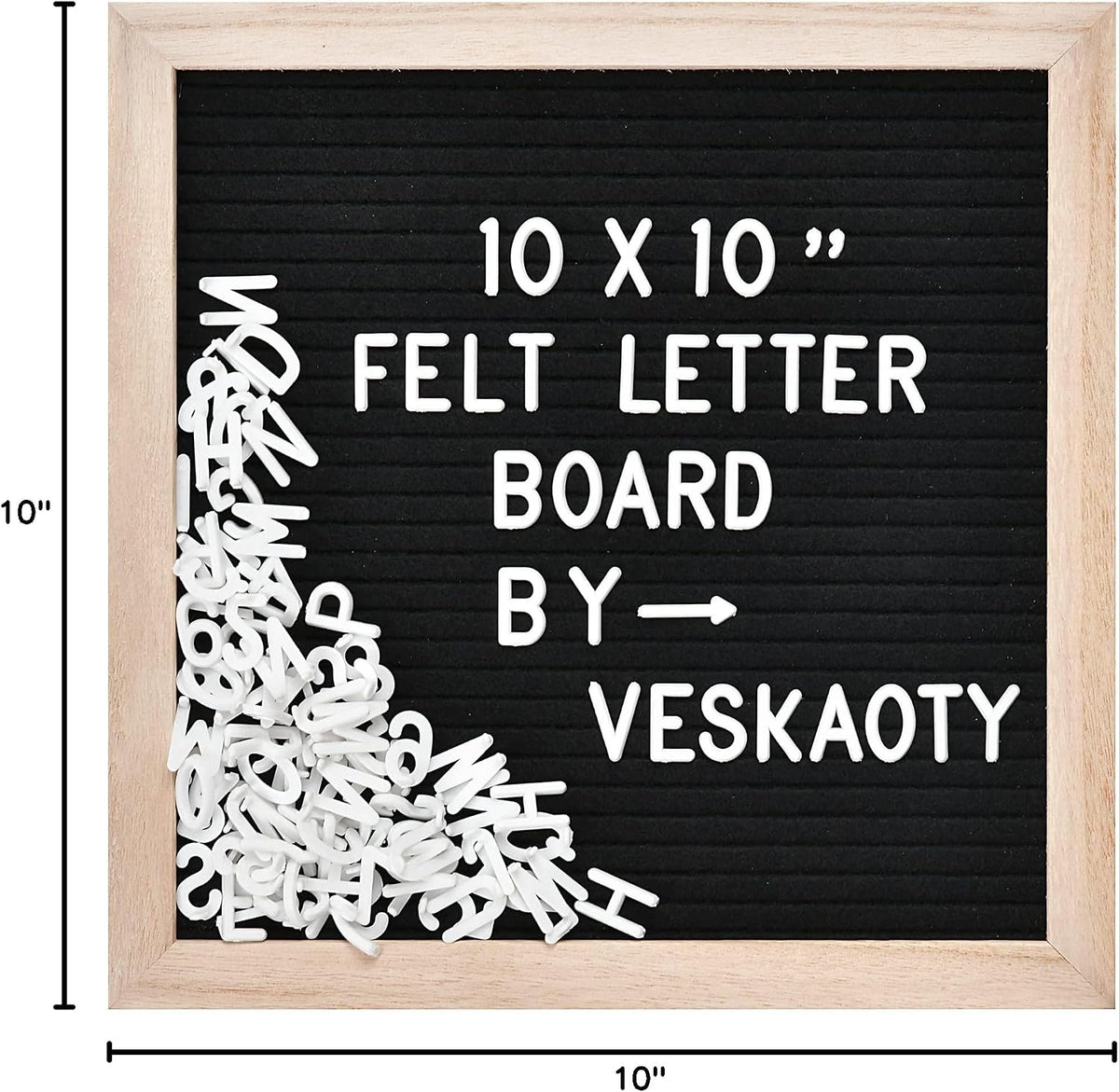 Veskaoty Felt Letter Board Grey – Entryway Wall Decor for Daily Inspiration, 10x10 Wooden Frame
