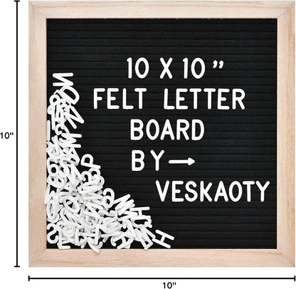 Veskaoty Felt Letter Board Grey – Entryway Wall Decor for Daily Inspiration, 10x10 Wooden Frame