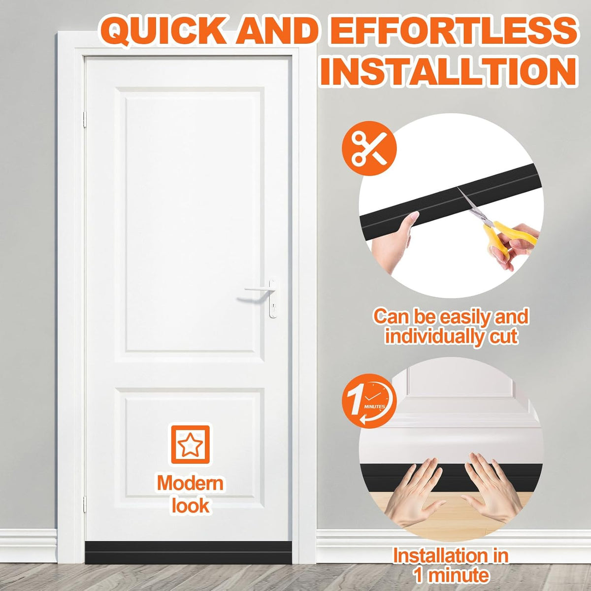 VibraGate Door Draft Stopper – Child-Safe Bedroom Door Seal, Tool-Free and Damage-Free Install