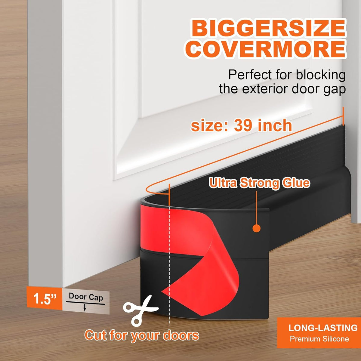 VibraGate Door Draft Stopper – Child-Safe Bedroom Door Seal, Tool-Free and Damage-Free Install