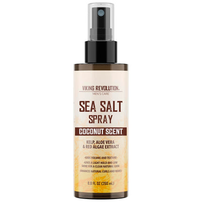 Viking Revolution Coconut Sea Salt Spray for Hair Men - Hair Texturizing Spray with Kelp, Aloe Vera &amp;amp; Red Algae Extract - Surf to Add Volume and Texture - Sea Salt for Men Beach