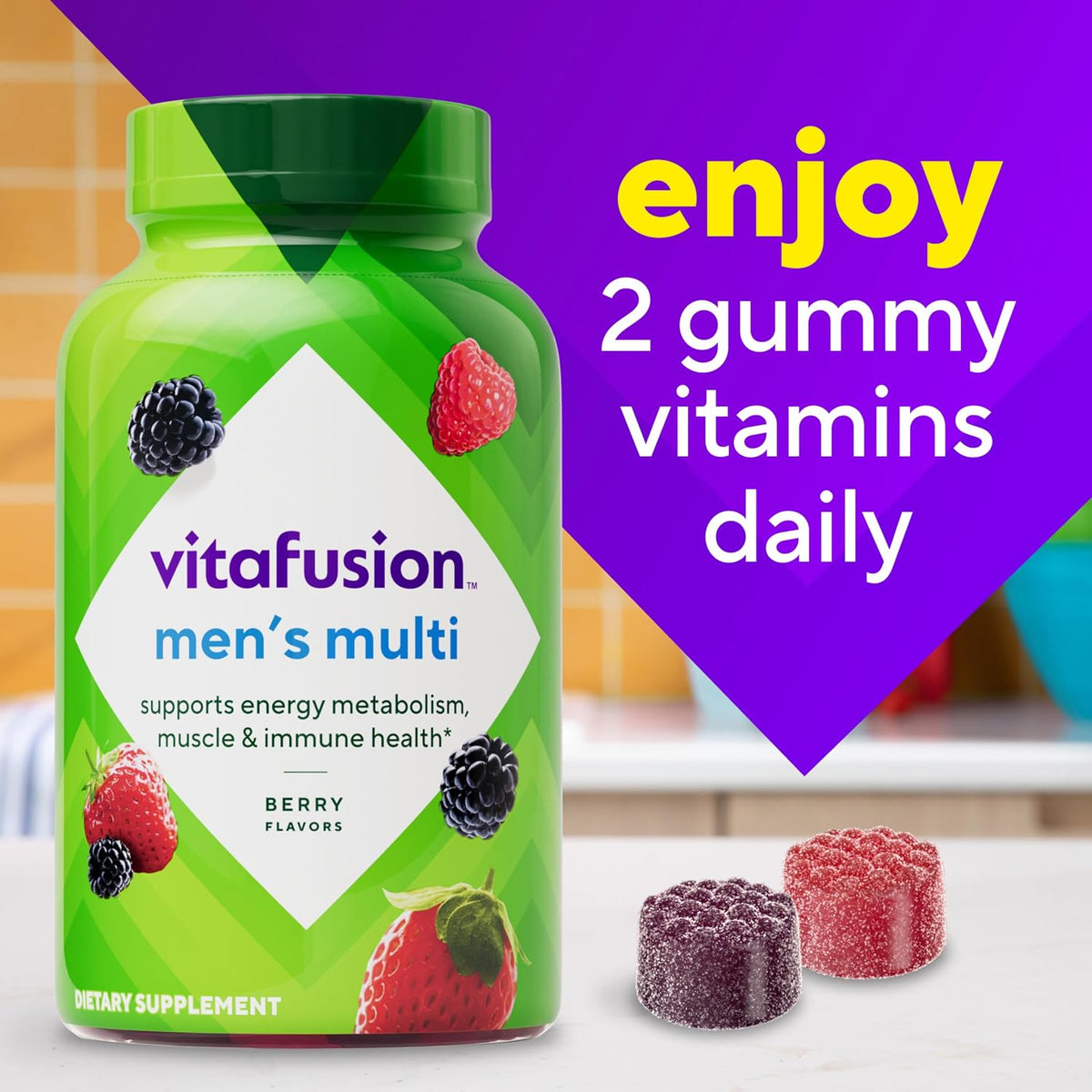 Vitafusion Adult Men's Gummy Vitamins – Simple Two-a-Day Nutrient Support in One Clean Bottle