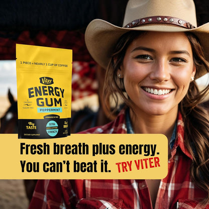 Viter Energy Caffeinated Chewing Gum – Midday Focus Boost for Office Desk, Sugar-Free Nootropic Energy for Work