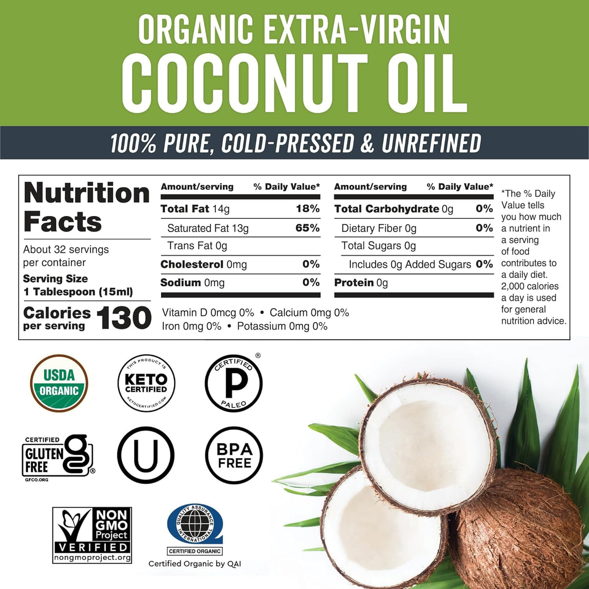 Viva Naturals Organic Coconut Oil – Mother's Day Present, Pampering Hair Skin & Cooking Oil for Women