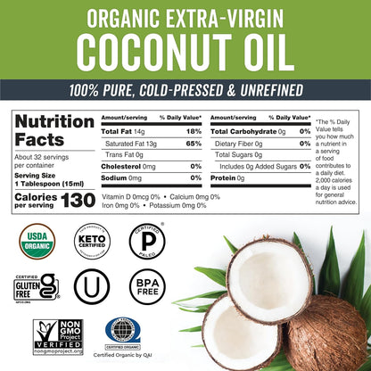 Viva Naturals Organic Coconut Oil – Mother's Day Present, Pampering Hair Skin & Cooking Oil for Women