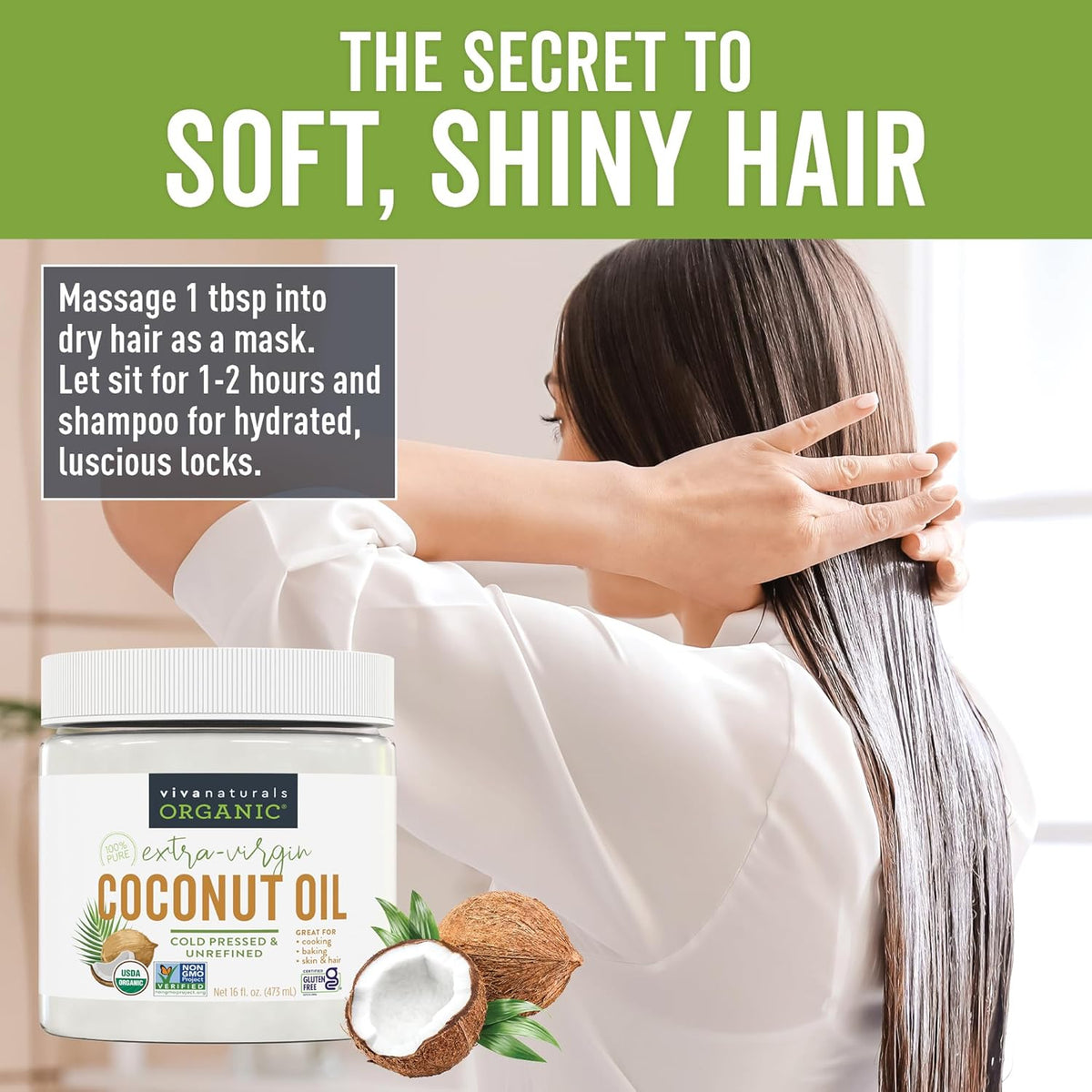 Viva Naturals Organic Coconut Oil – Mother's Day Present, Pampering Hair Skin & Cooking Oil for Women