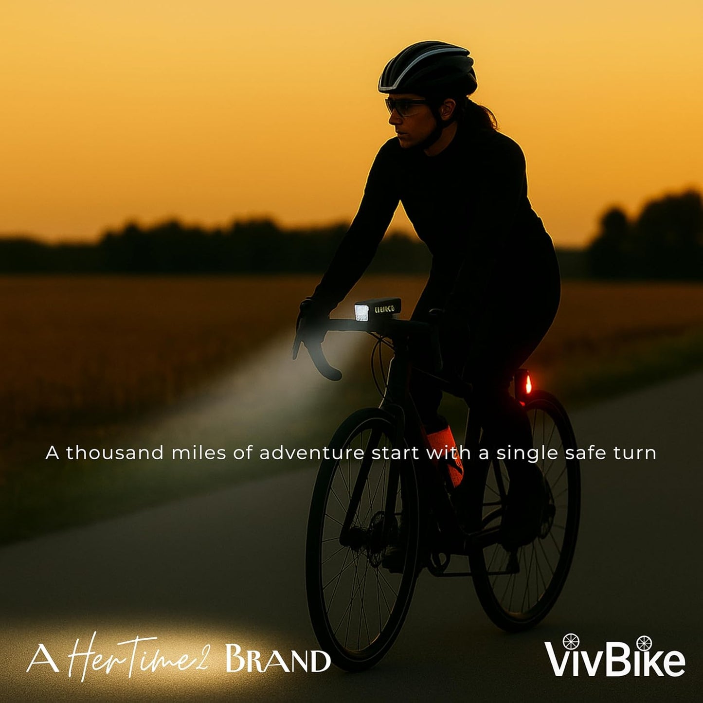 VivBike Rechargeable Bike Lights – Trail-Ready Front and Rear LED Set for Park Paths and Weekend Rides