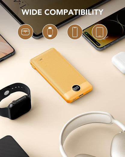 VRURC 10000mAh Power Bank with Folding Plug, Safe Spare Battery for Commuters, Seniors and Students