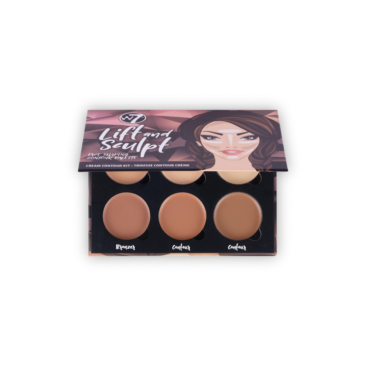 W7 Lift &amp;amp; Sculpt Cream Contour Kit - Concealing, Highlighting &amp;amp; Contouring Makeup Palette - Step-by-Step Instructions Included