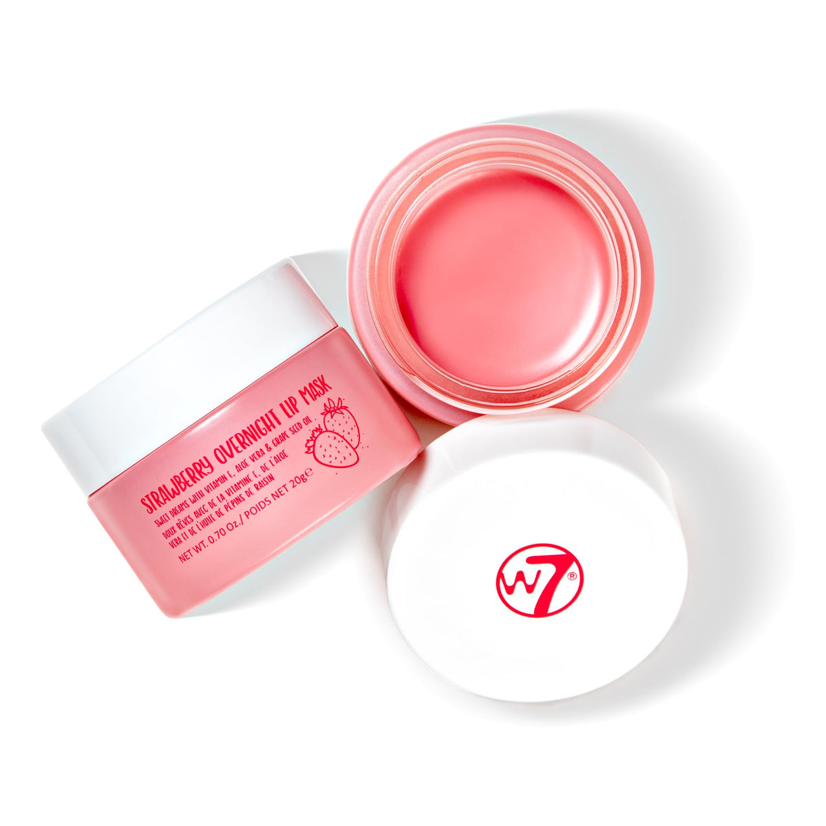 W7 Sweet Dreams Strawberry Lip Mask - Vitamin E, Aloe Vera and Grape Seed Oil - For Hydrated, Full Looking &amp;amp; Irresistible Lips - 0.67 Fl Oz