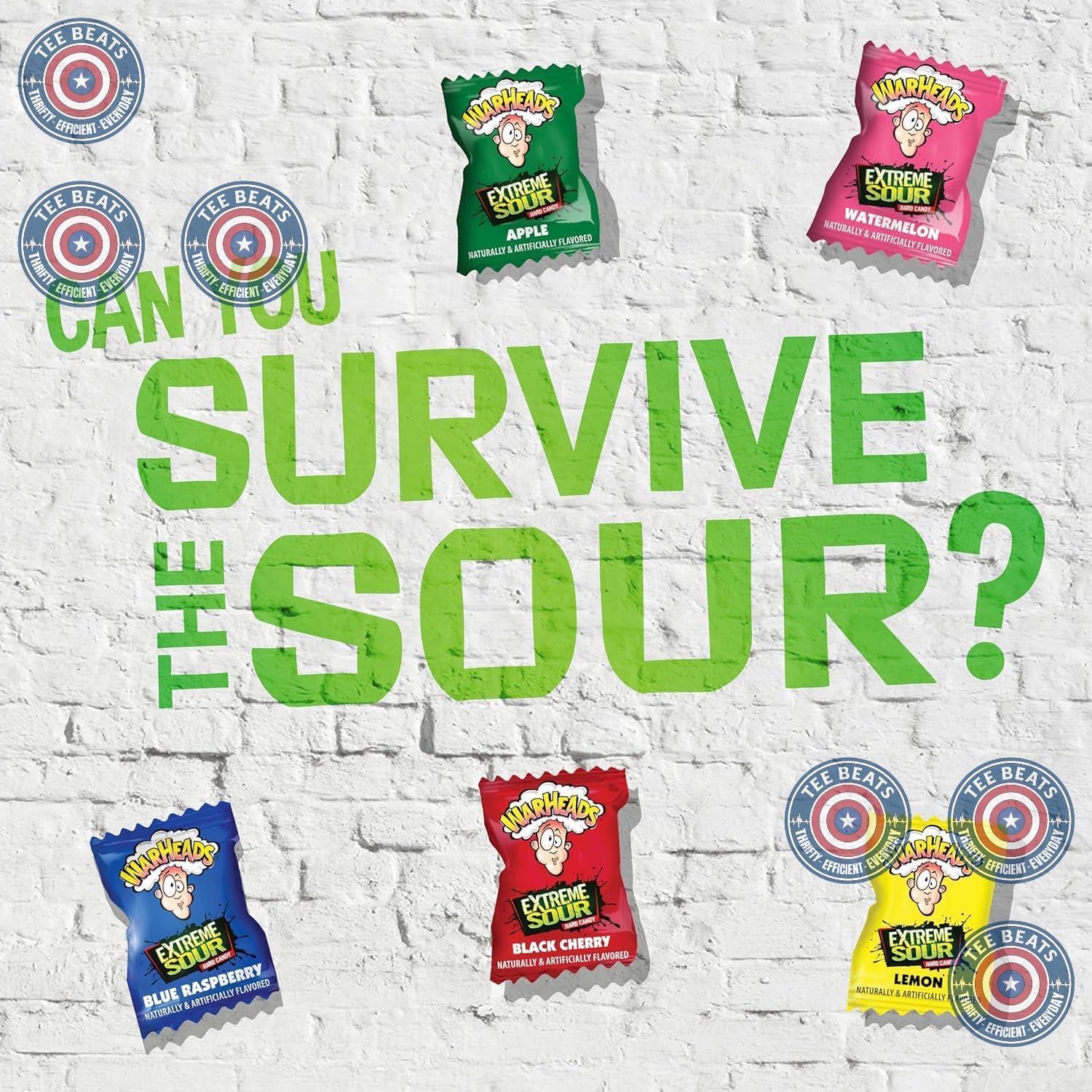 WARHEADS Extreme Sour Hard Candy Assorted Flavors 2 oz Bag Nostalgic Stocking Stuffer and Halloween Treat