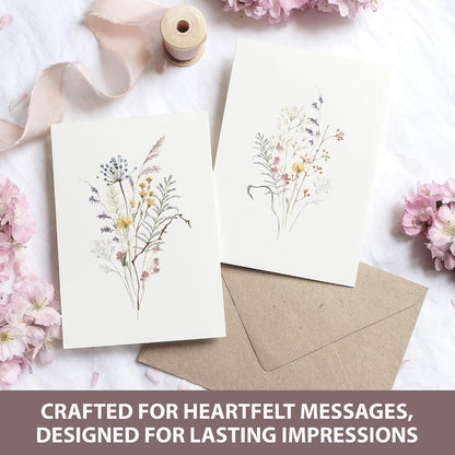 watercolor wildflower printed exterior on each card
