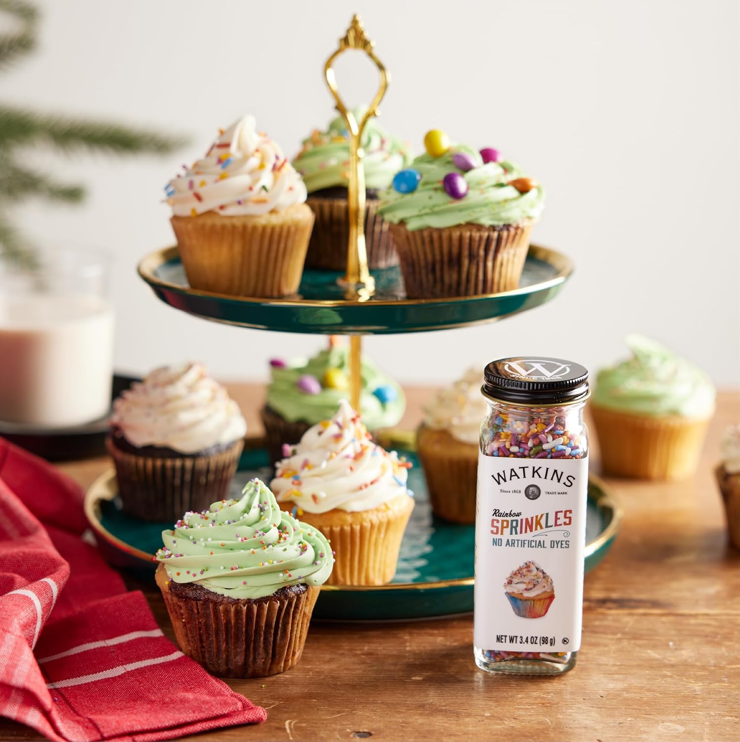 Watkins Rainbow Decorating Sprinkles – Child-Safe Cupcake Topping for Birthday Party Dessert Tables, No Artificial Dyes