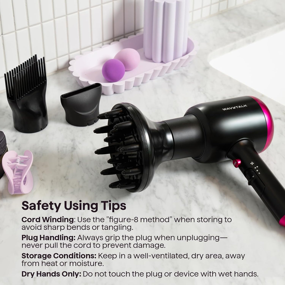 Wavytalk Blown Away Ionic Hair Dryer – Protective Blow Dryer with Intelligent Heat Control for Sensitive Scalps and Daily Family Use