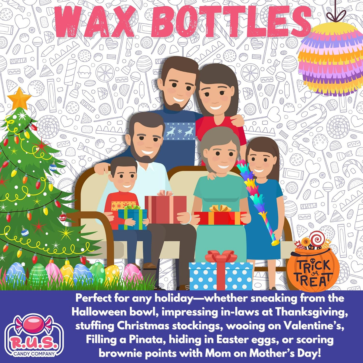 Wax Bottle Candy 1/2 Lb – Kid-Friendly Nostalgic Treats for Classroom Rewards, Playroom Snacks, and Birthday Tables