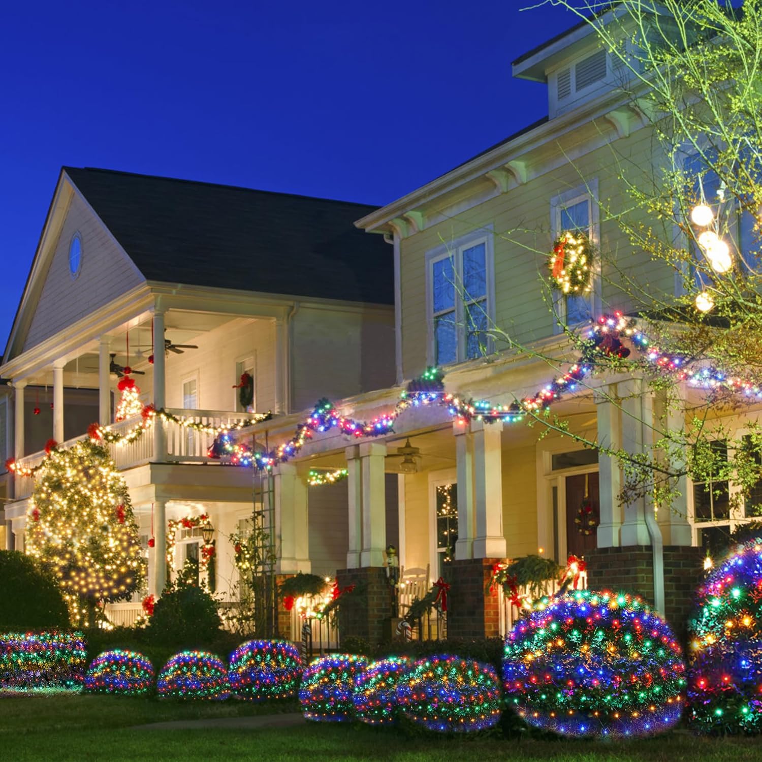 WBao Solar Christmas Net Lights – Cozy Living Room and Bedroom Holiday Accent with Warm White Glow