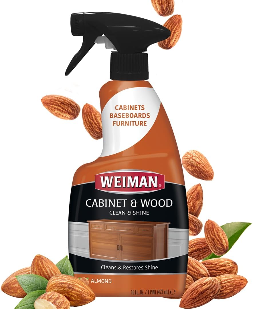 Weiman Cabinet and Wood Cleaner Spray – One Bottle for Every Wood Surface, Clutter-Free Cleaning for a Minimalist Home, 16 oz 2-Pack with Towel