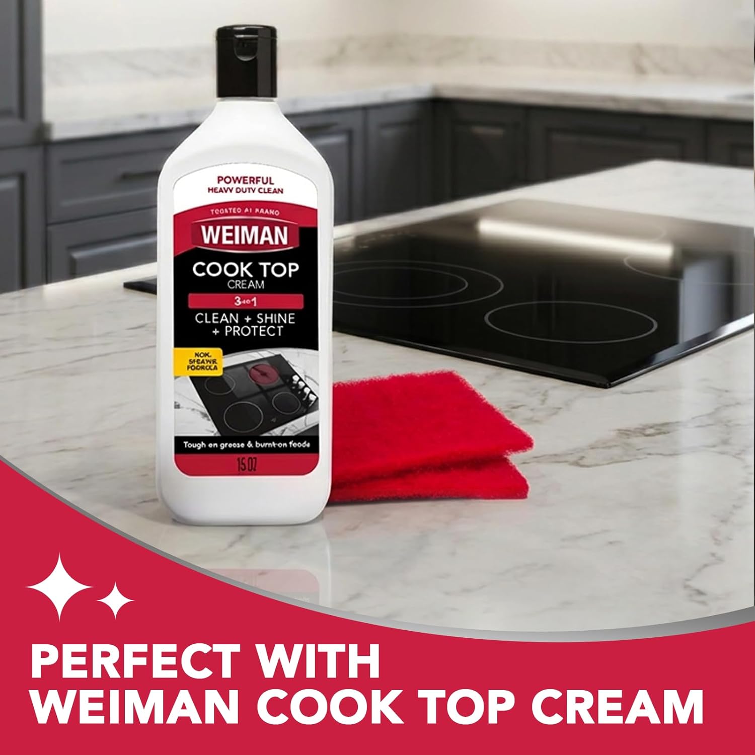 Weiman Ceramic and Glass Cooktop Cleaner – Polished Kitchen Aesthetic, Streak-Free Shine for Glass and Induction Ranges