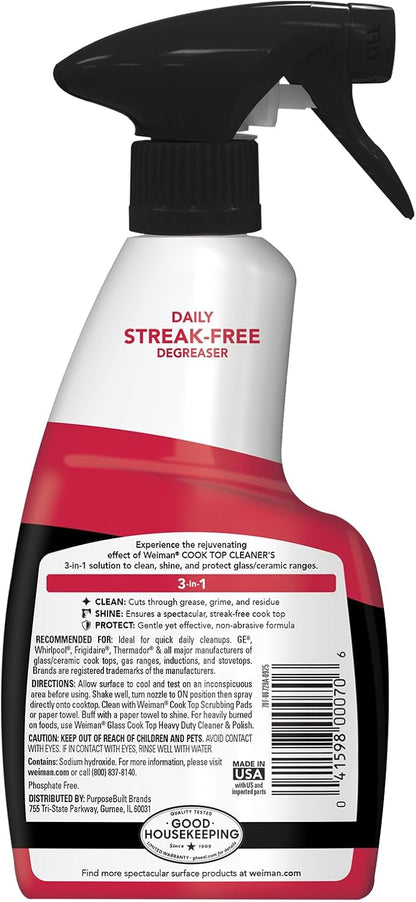 Weiman Cooktop Cleaning Spray & Microfiber Cloth – Sleek Glass Stovetop Care for a Polished Modern Kitchen Aesthetic