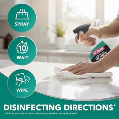 Weiman Disinfectant Granite Daily Clean & Shine – Hygienic Daily Sanitizer for Family Bathroom Sinks and Kitchen Prep Areas