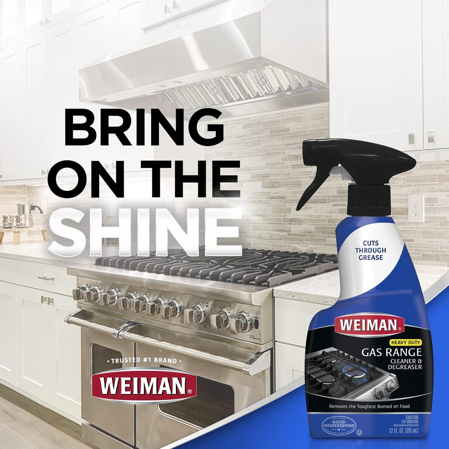 Weiman Gas Range Cleaner and Degreaser – Quick Spray and Wipe Stovetop Cleaner for Busy Weeknight Kitchens