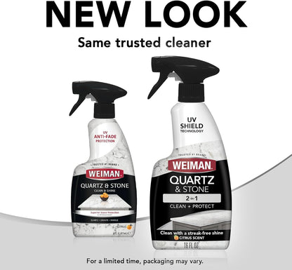 Weiman Quartz Countertop Cleaner and Polish Acid-Free Safe Stone Care for Homes with Kids, pH Neutral Formula