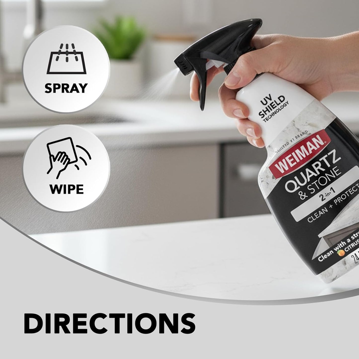 Weiman Quartz Countertop Cleaner and Polish — Countertop Styling Essential for Cozy Kitchens and Kitchen Islands