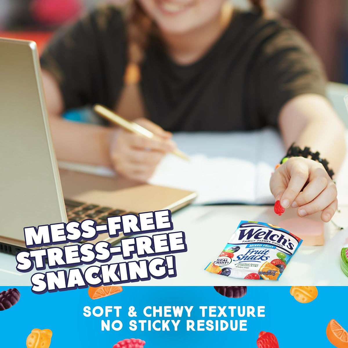 Welch's Fruit Snacks Mixed Fruit & Strawberry Pack – Pre Portioned Office Desk Drawer Snacks for Busy Workdays