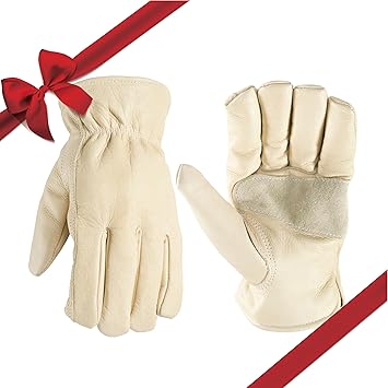 Wells Lamont Cowhide Leather Work Gloves, Thoughtful Gift for Contractors, Farmers, and DIYers, Reinforced Palm