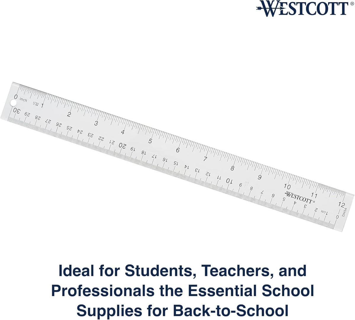 Westcott Scratch-Resistant Ruler – Streamlined School Supply for Intentional Study Areas