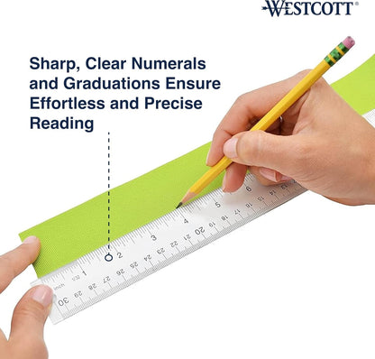 Westcott Scratch-Resistant Ruler – Streamlined School Supply for Intentional Study Areas