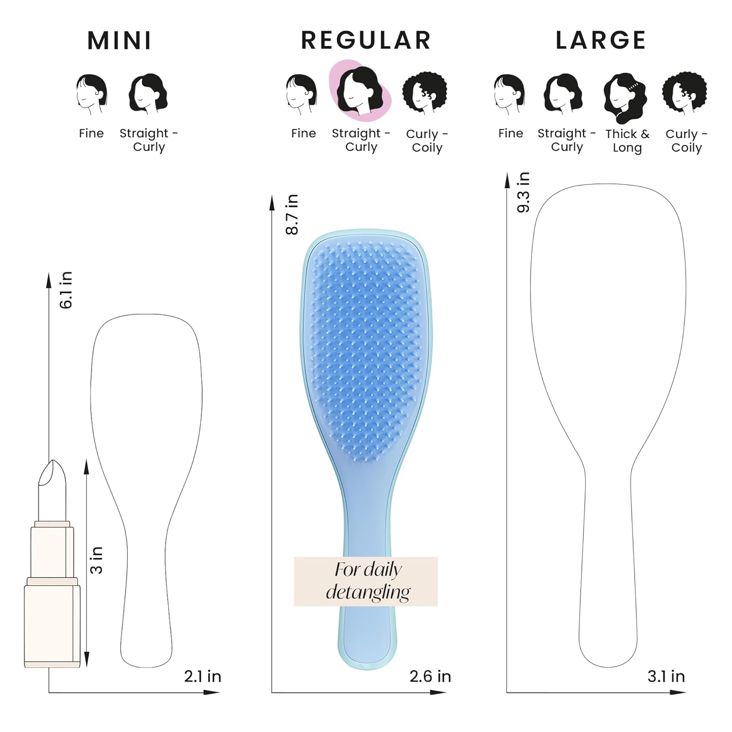 wet-and-dry dual functionality for use straight out of the shower or on dry strands
