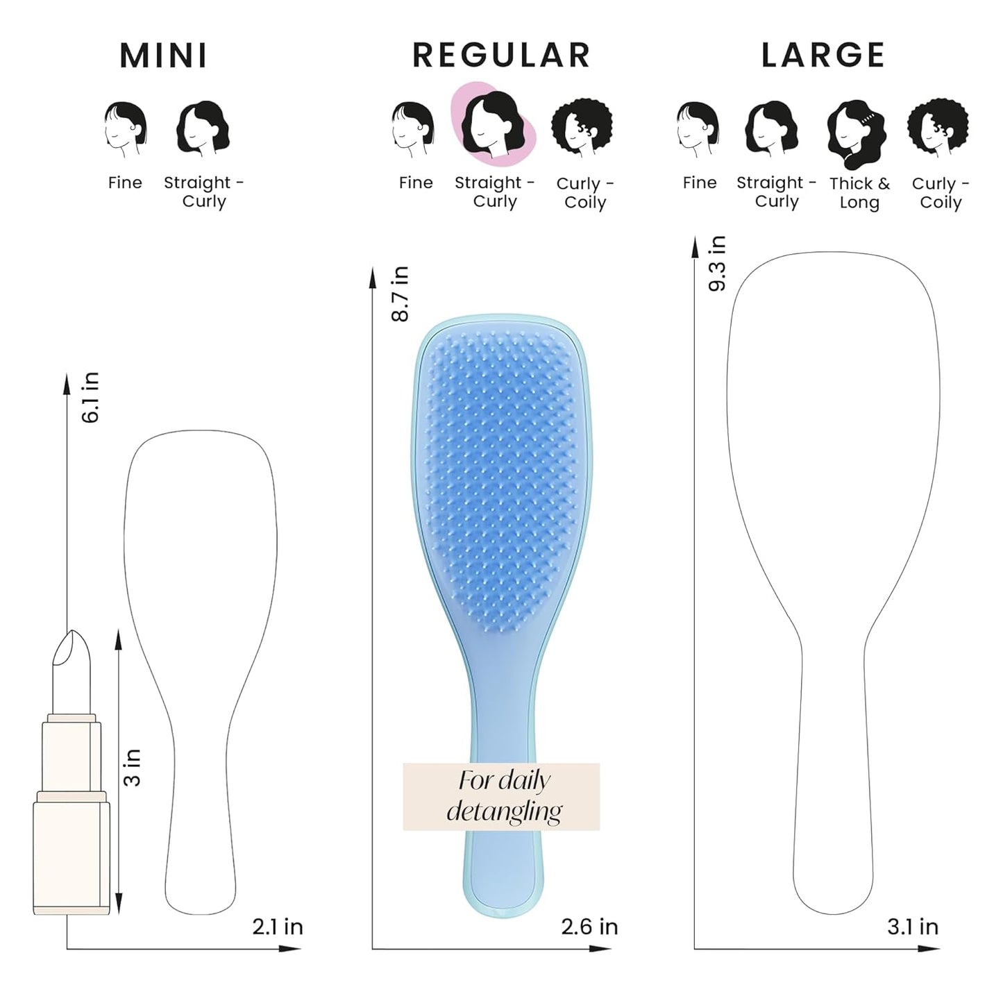 wet-and-dry dual functionality for use straight out of the shower or on dry strands