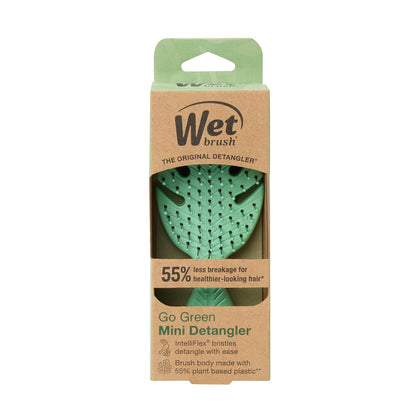 Wet Brush Go Green Mini Detangler – Clutter-Free Vanity Essential, Single Brush for Wet and Dry Hair