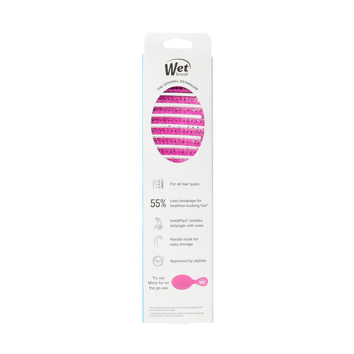 Wet Brush Shower Hair Detangler – Clean Design Hair Tool, Single-Color Glitter Brush for Uncluttered Bathroom Counters