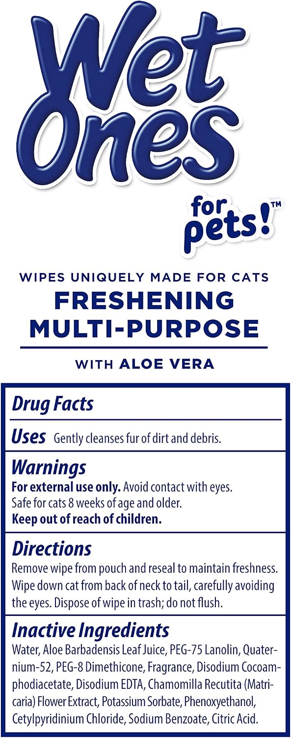 Wet Ones for Cats Freshening Wipes, Heartwarming Holiday Gift for Cat Moms Who Travel, 100 Count Canister