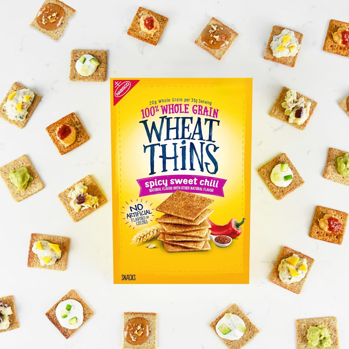 Wheat Thins Spicy Sweet Chili Crackers – Better-For-You Whole Grain Snack for Mindful Home Relaxation, 8.5 oz