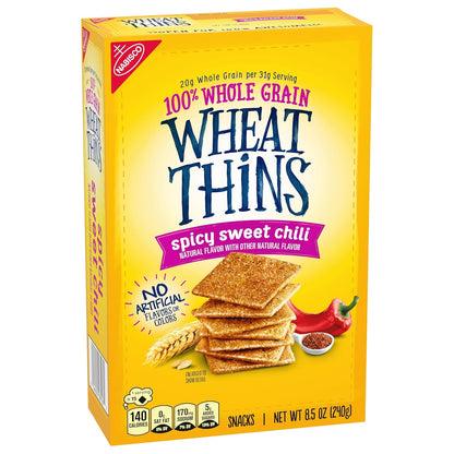 Wheat Thins Spicy Sweet Chili Crackers – Better-For-You Whole Grain Snack for Mindful Home Relaxation, 8.5 oz