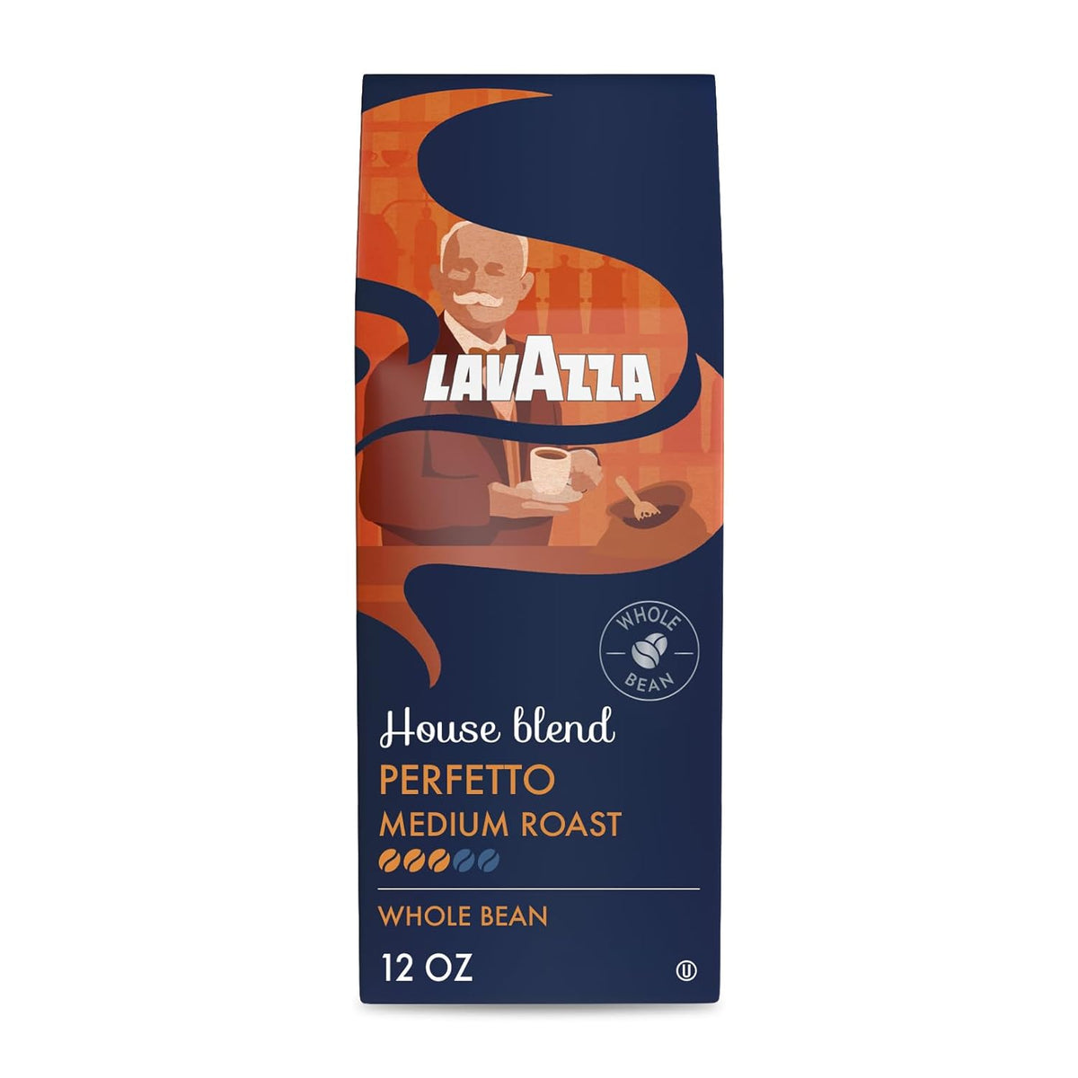 whole bean coffee in a 12-ounce resealable bag