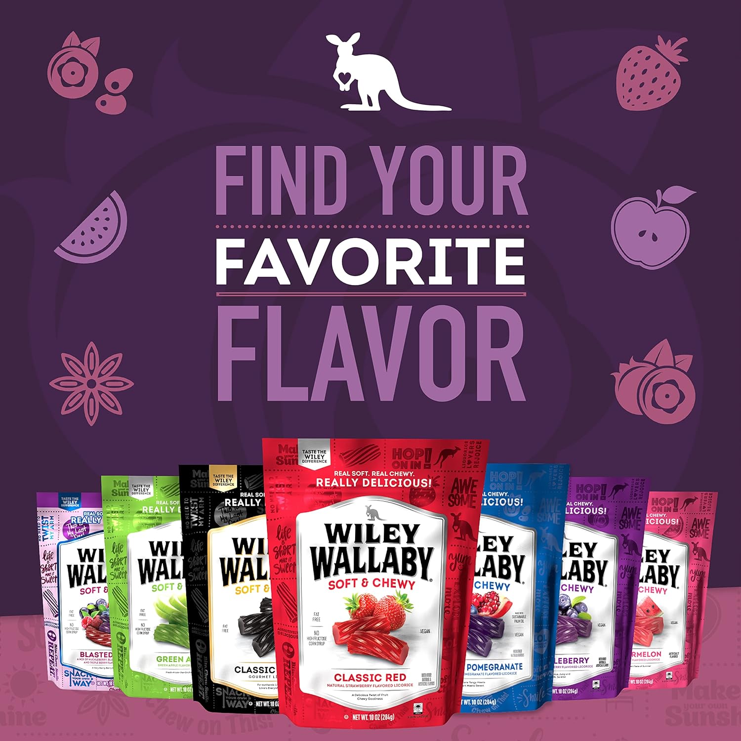 Wiley Wallaby Licorice 10 Ounce Classic Gourmet Soft & Chewy Australian Blasted Berry Candy Twists – Lunchbox Snack for Kids' Lunches and After-School Treats