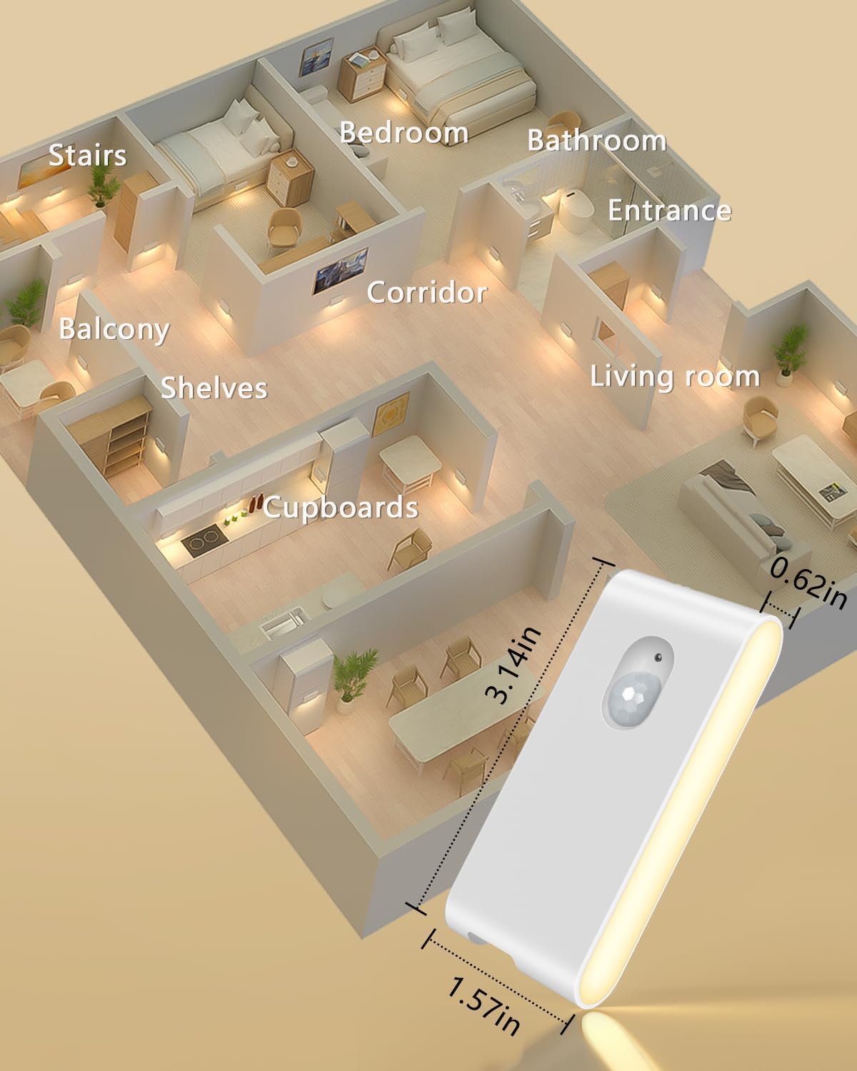 WILLED Battery Powered Stair Lights – Useful Gift for Elderly Parents and First Time Homeowners