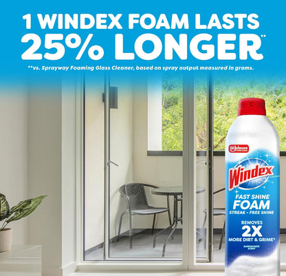 Windex Fast Shine Foam Glass Cleaner – One-Can Solution for an Uncluttered Cleaning Cabinet