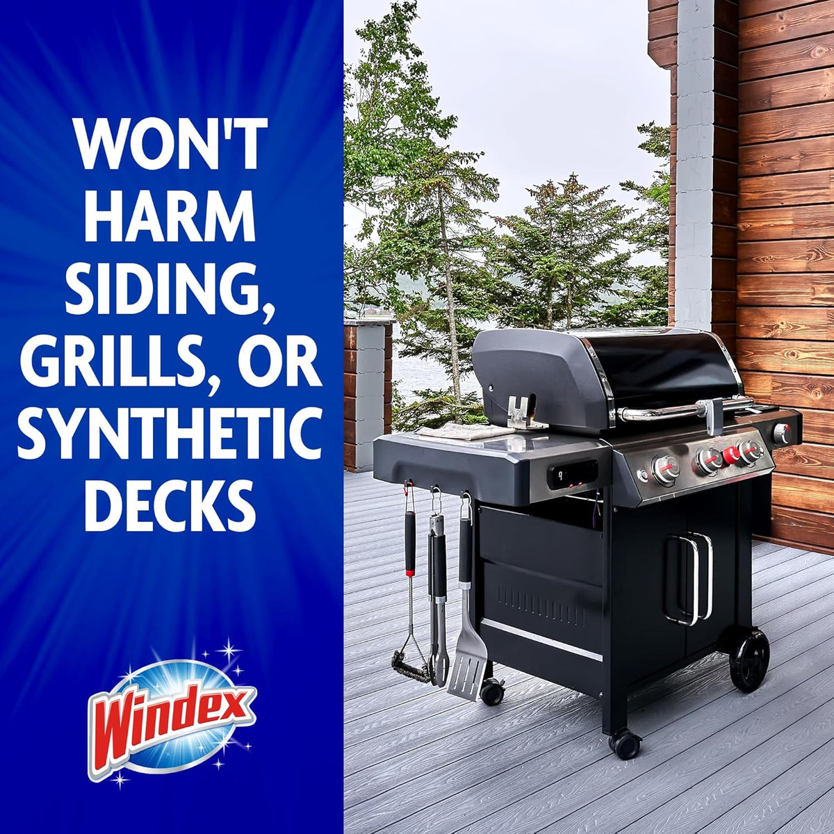 Windex No-Wipe Outdoor Glass Cleaner – Fast Hose-End Application for Whole-Home Exterior Refresh Between Deep Cleans, Pack of 2